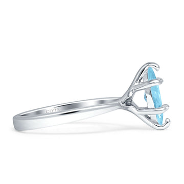Marquise 7X14 Solitaire Ring Aquamarine CZ 925 Sterling Silver Wholesale